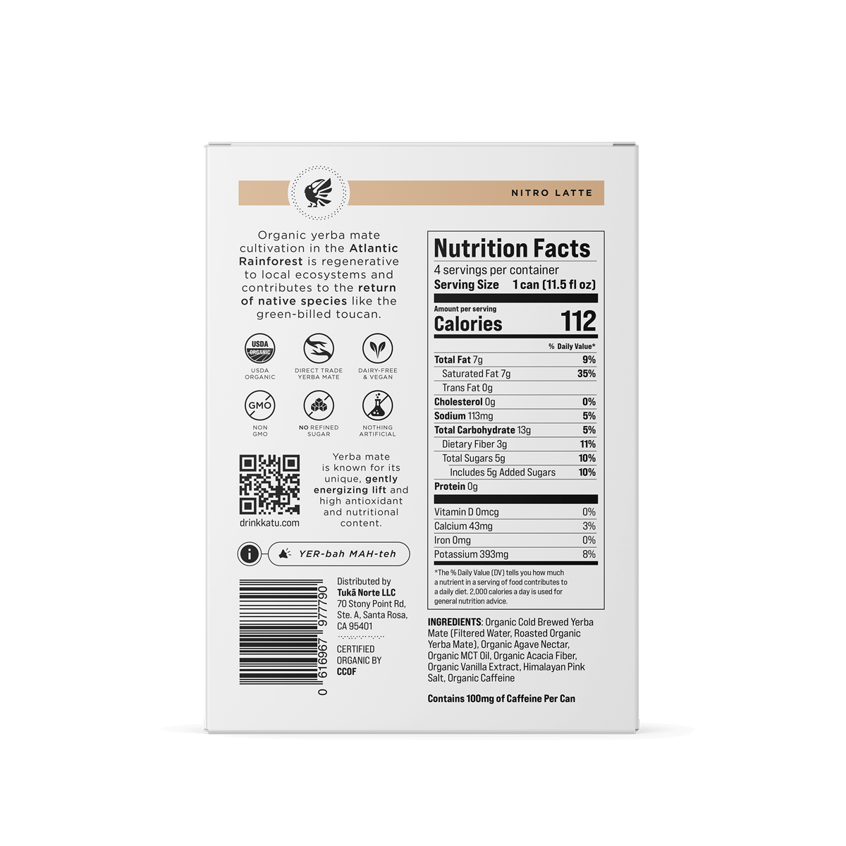 Organic Nitro Yerba Mate Latte Single Can