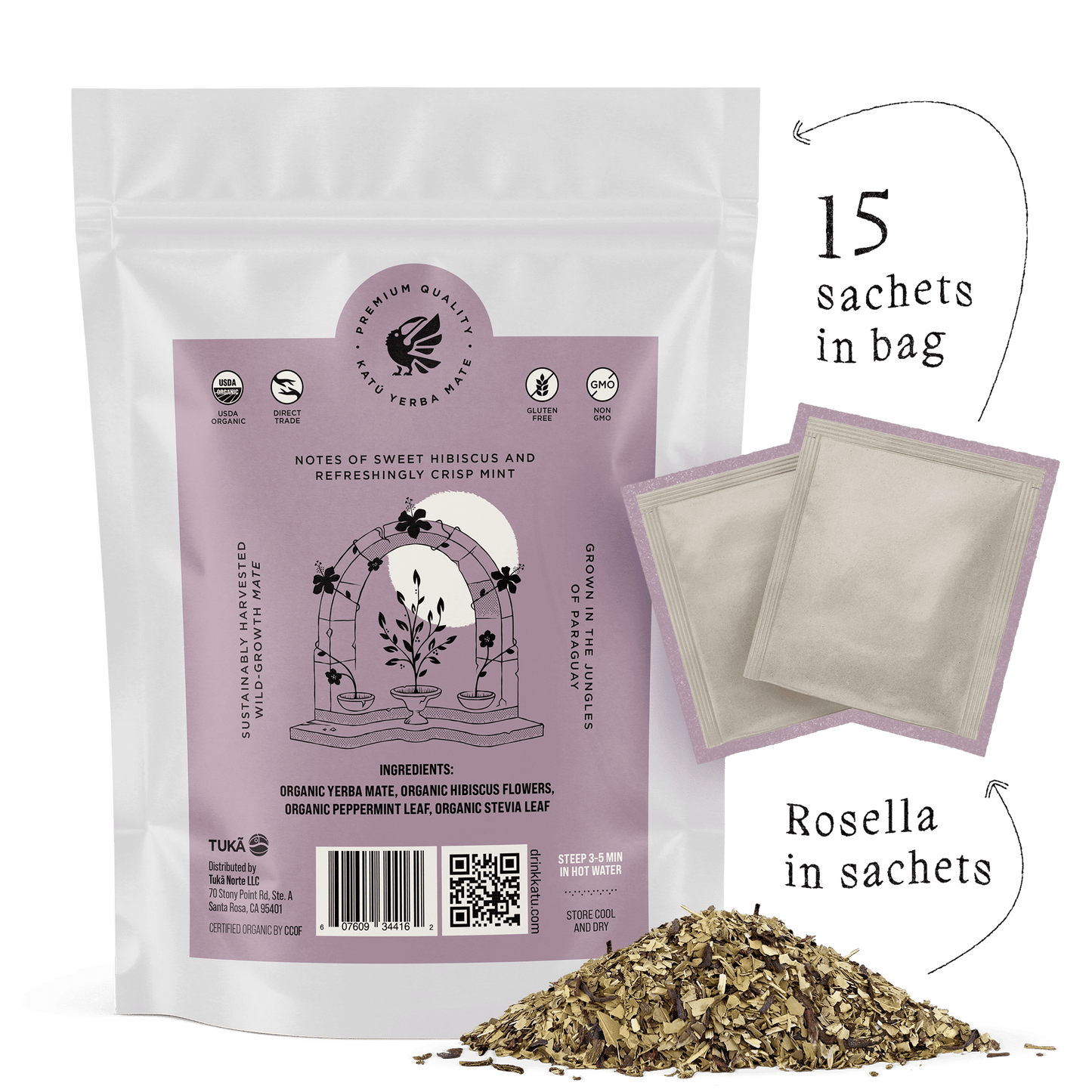 Rosella Yerba Mate Tea Bags (15 Sachets)